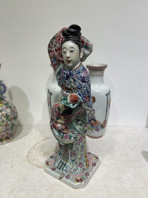 古玩陶瓷清粉彩侍女人塑像拍賣，當前價格3600元