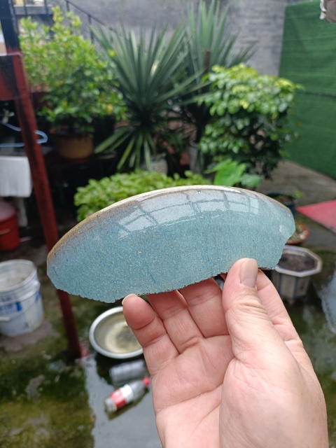古玩陶瓷五大名窯之一鈞窯天藍釉標本拍賣,當前價格298元