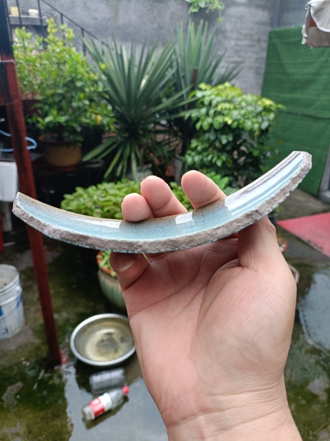 古玩陶瓷五大名窯之一鈞窯天藍釉標本拍賣,當前價格298元