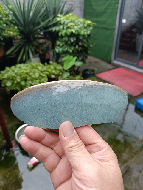古玩陶瓷五大名窯之一鈞窯天藍釉標本拍賣,當前價格298元