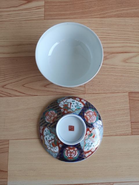 古玩陶瓷青花加彩蓋碗拍賣,當前價格298元