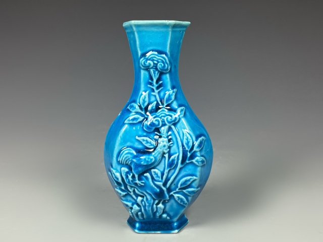 中国　古玩　孔雀釉赤壺花瓶27cm16cm 中国 古玩 孔雀釉赤壺花瓶27cm16cm