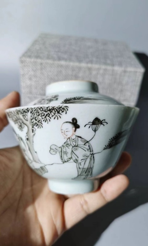 古玩陶瓷清 同治八仙圖墨彩蓋碗拍賣，當(dāng)前價格3500元