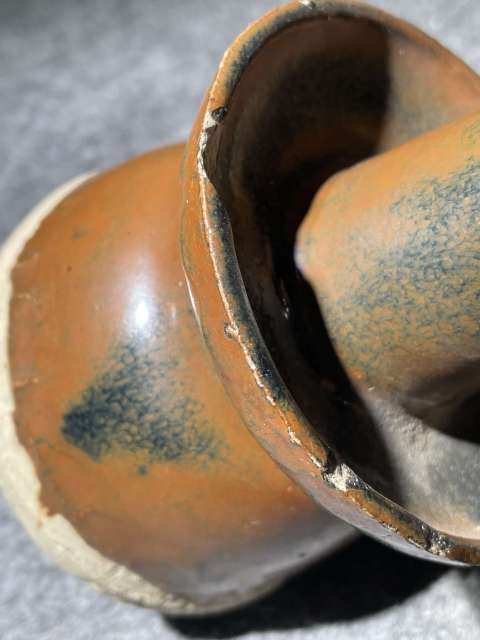 古玩陶瓷磁州窯窯變黑釉高足油燈拍賣，當前價格1600元