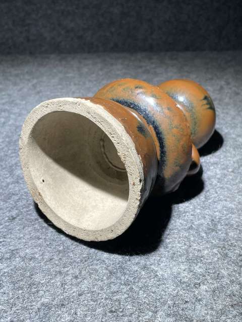古玩陶瓷磁州窯窯變黑釉高足油燈拍賣，當前價格1600元