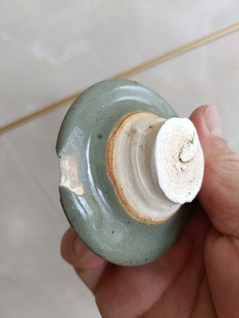 古玩陶瓷宋元鈞窯天青釉紫斑蓋件拍賣,當前價格598元