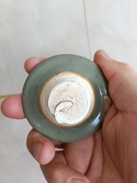 古玩陶瓷宋元鈞窯天青釉紫斑蓋件拍賣,當前價格598元