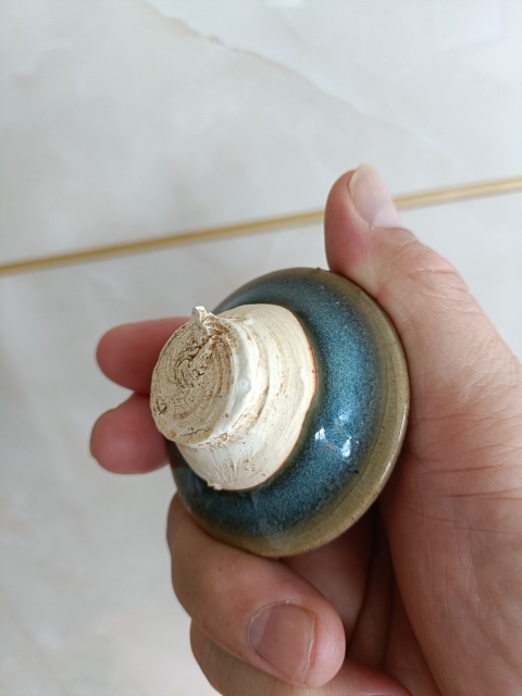 古玩陶瓷五大名窯宋元鈞窯天藍釉紅斑蓋件拍賣,當前價格1980元