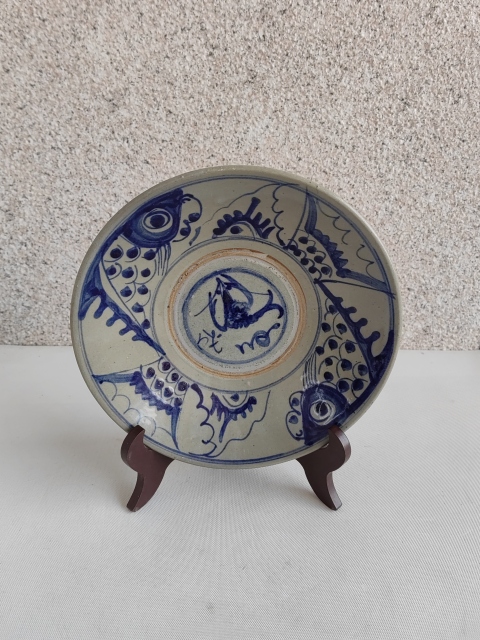 古玩陶瓷魚(yú)紋青花盤拍賣，當(dāng)前價(jià)格550元