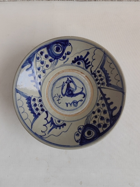 古玩陶瓷魚(yú)紋青花盤拍賣，當(dāng)前價(jià)格550元