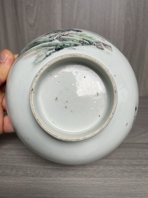古玩陶瓷民國 定燒器 淺絳彩山水人物風(fēng)景紋碗拍賣,當(dāng)前價(jià)格1500元