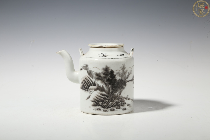 古玩陶瓷賀龍元帥定燒瓷仙搓大名家墨彩提梁壺拍賣，當前價格4500元