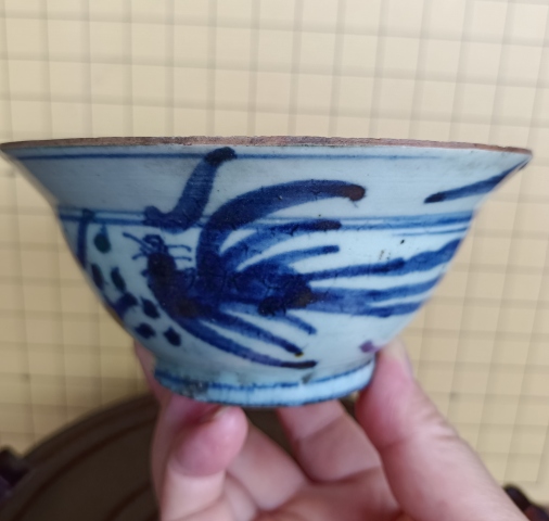 古玩陶瓷清康熙.夔龍鳳紋青花碗拍賣，當前價格496元