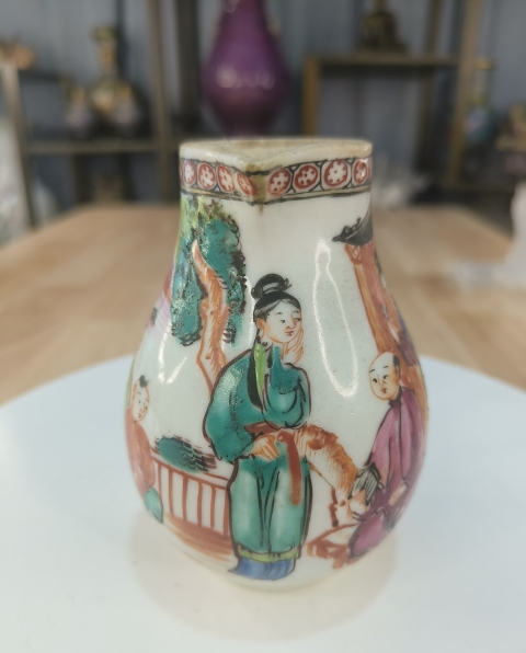 古玩陶瓷廣彩人物故事紋奶壺拍賣(mài)，當(dāng)前價(jià)格860元