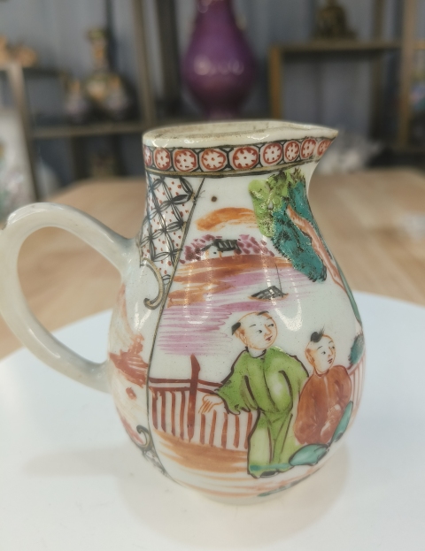 古玩陶瓷廣彩人物故事紋奶壺拍賣(mài)，當(dāng)前價(jià)格860元