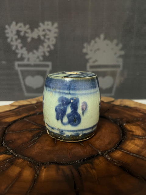 古玩陶瓷晚清青花福字燭臺拍賣，當前價格599元