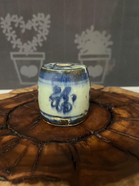 古玩陶瓷晚清青花福字燭臺拍賣，當前價格599元