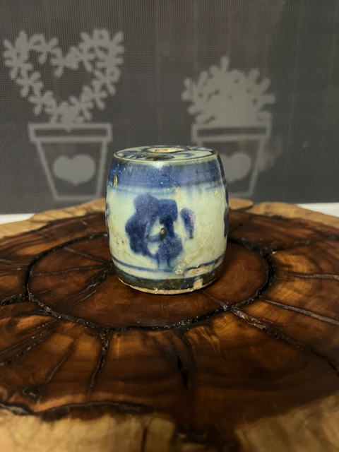 古玩陶瓷晚清青花福字燭臺拍賣，當前價格599元