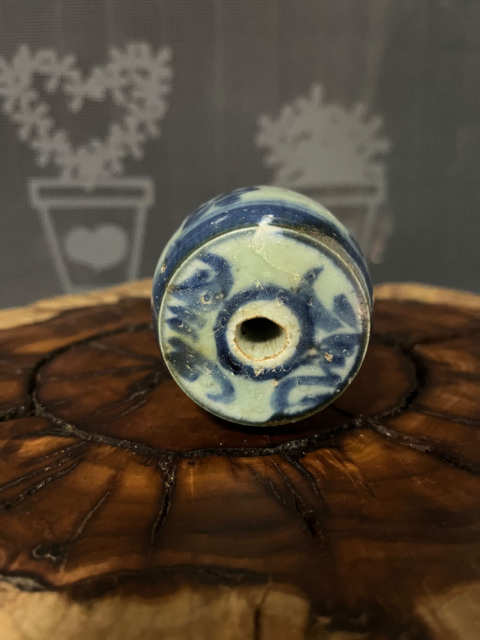 古玩陶瓷晚清青花福字燭臺拍賣，當前價格599元