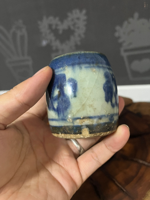 古玩陶瓷晚清青花福字燭臺拍賣，當前價格599元