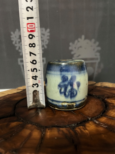 古玩陶瓷晚清青花福字燭臺拍賣，當前價格599元