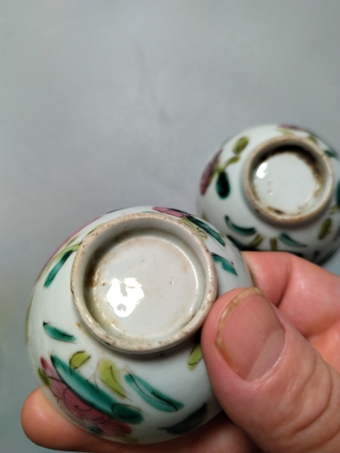 古玩陶瓷清末民初. (一對)粉彩四季花卉紋杯拍賣,當前價格158元