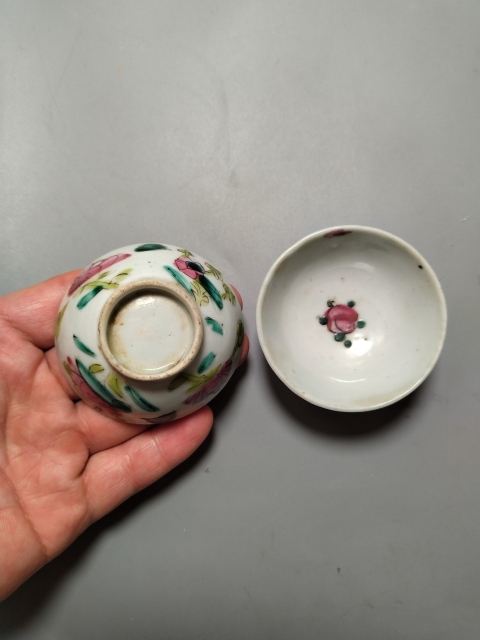 古玩陶瓷清末民初. (一對)粉彩四季花卉紋杯拍賣,當前價格158元