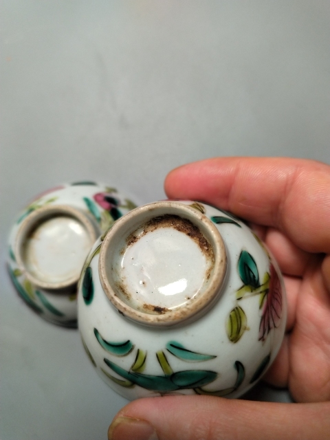 古玩陶瓷清末民初. (一對)粉彩四季花卉紋杯拍賣,當前價格158元
