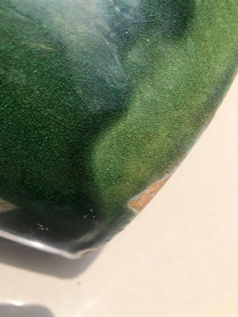 古玩陶瓷晚清.綠釉大香爐(洗子)拍賣，當前價格2800元