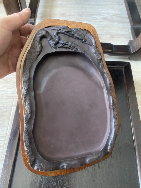 古玩雜項回流創匯期紫端松柏硯拍賣,當前價格3800元