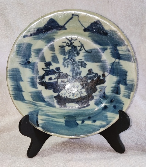古玩陶瓷山水紋盤拍賣,當前價格888元