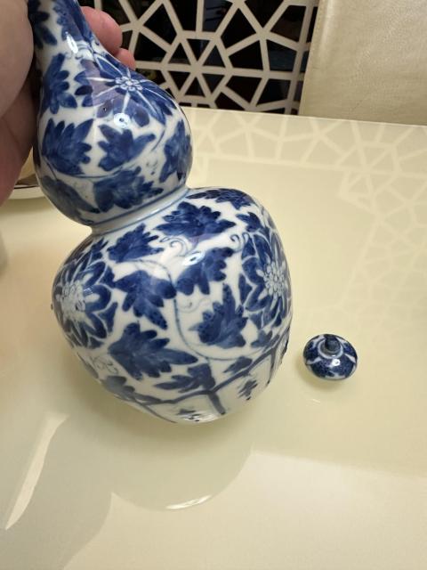 古玩陶瓷青花纏枝花卉紋葫蘆瓶拍賣，當前價格5800元