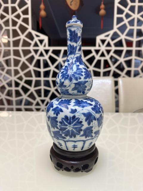 古玩陶瓷青花纏枝花卉紋葫蘆瓶拍賣，當前價格5800元