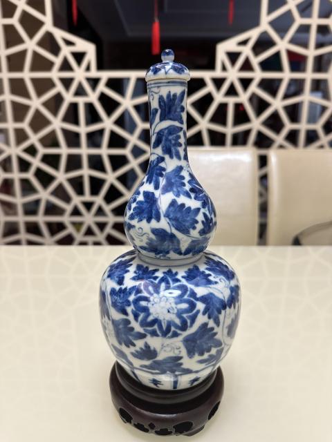 古玩陶瓷青花纏枝花卉紋葫蘆瓶拍賣，當前價格5800元