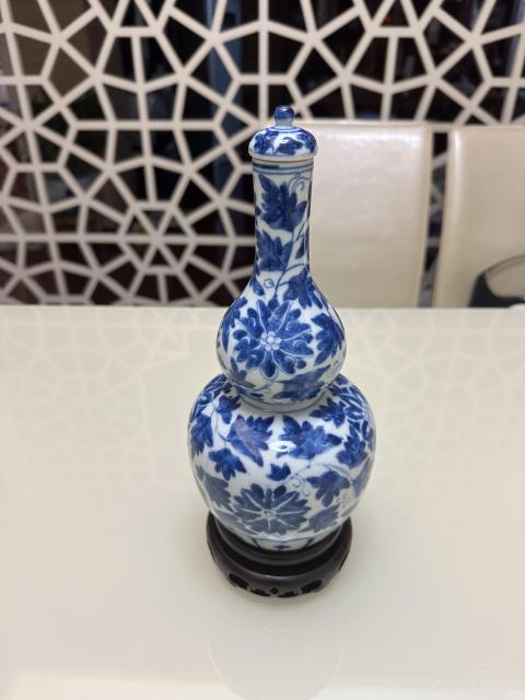 古玩陶瓷青花纏枝花卉紋葫蘆瓶拍賣，當前價格5800元