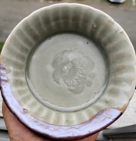 古玩陶瓷元龍泉青瓷花口洗拍賣,當(dāng)前價(jià)格368元