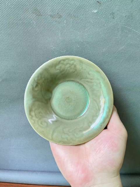 古玩陶瓷元代龍泉青瓷刻花洗拍賣,當前價格5980元