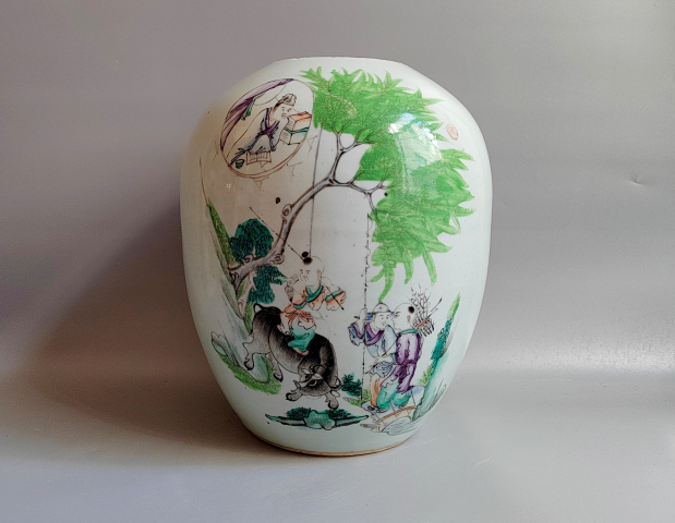 古玩陶瓷漁樵耕讀詩文粉彩罐拍賣,當前價格850元