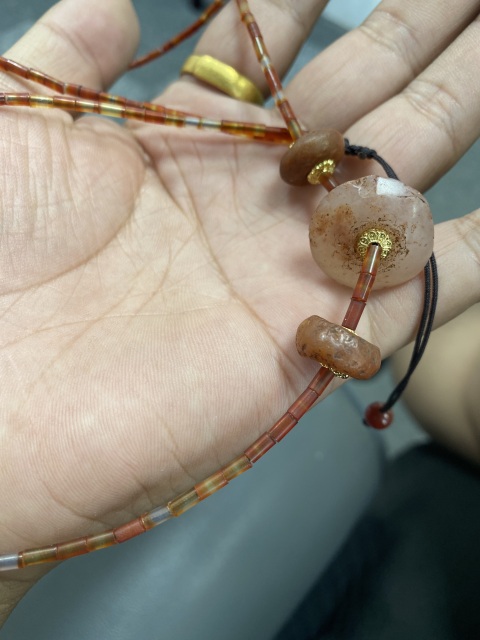 古玩玉器文化期瑪瑙“磨盤珠”拍賣，當前價格5000元