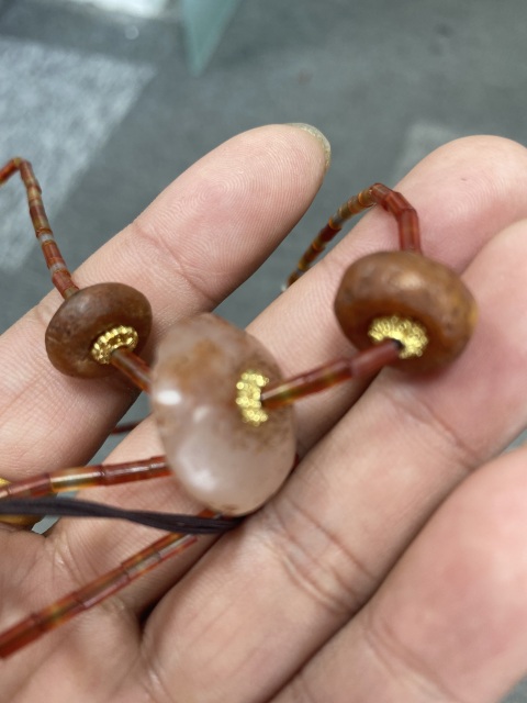 古玩玉器文化期瑪瑙“磨盤珠”拍賣，當前價格5000元