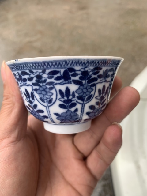 古玩陶瓷民國青花花卉紋杯拍賣，當前價格1288元