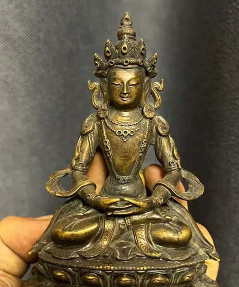 古玩銅器銅無量壽佛坐像拍賣，當(dāng)前價格8888元
