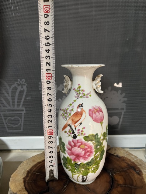 古玩陶瓷晚清名家淺降彩花鳥(niǎo)紋瓶拍賣,當(dāng)前價(jià)格650元