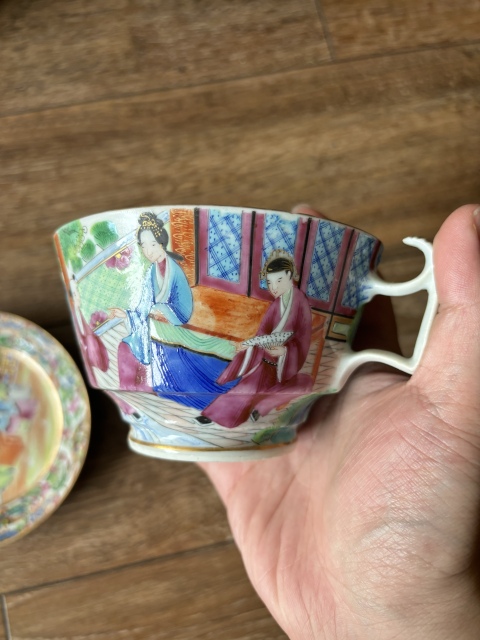 古玩陶瓷廣彩人物故事紋杯碟拍賣,當前價格2680元