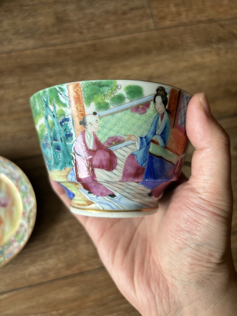 古玩陶瓷廣彩人物故事紋杯碟拍賣,當前價格2680元