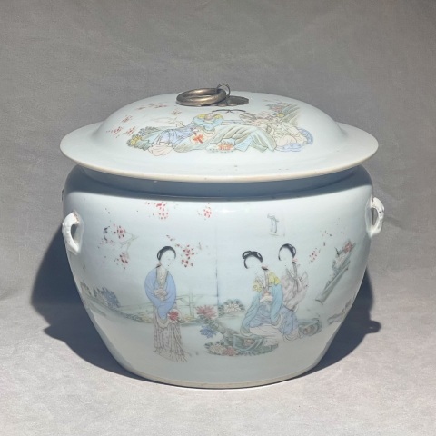 古玩陶瓷民國(guó)名家 余遠(yuǎn)生 粉彩仕女人物紋粥罐拍賣(mài)，當(dāng)前價(jià)格1280元