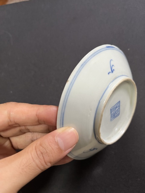 古玩陶瓷清中期青花淡描花卉紋盤拍賣，當前價格288元