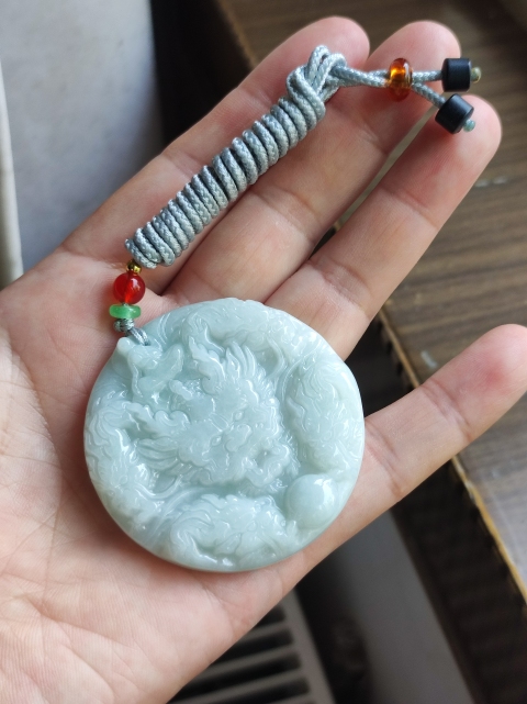 古玩玉器天然翡翠雕“龍牌”拍賣,當前價格260元