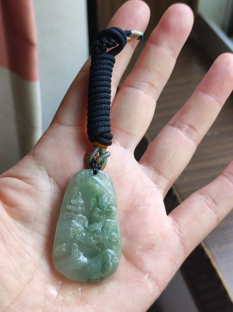 古玩玉器天然翡翠雕“山水牌”拍賣，當前價格230元