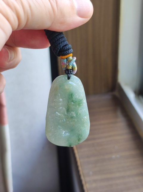 古玩玉器天然翡翠雕“山水牌”拍賣，當前價格230元